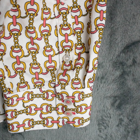 Talbots‎ Womens 16P Button Down Shirt Blouse Equestrain Horse Bit Preppy Western - Picture 10 of 10